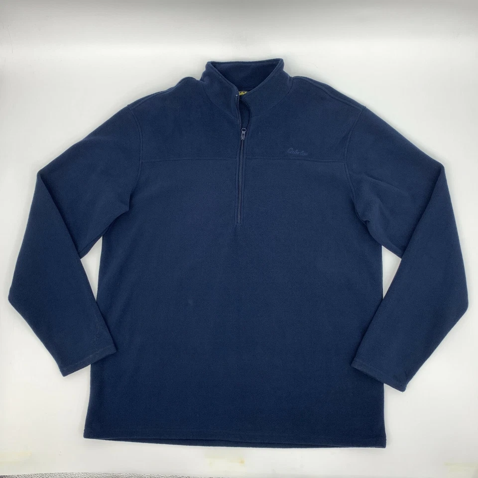 Cabelas Fleece Sweater Mens Size XL Navy Blue 1/2 Zip Mock Neck Outdoor Pullover - Image 3 of 4