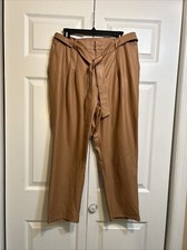 NWT Express Faux Leather Pants Size L Large Straight Leg High Rise Pockets Belt