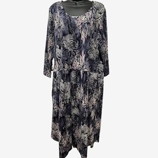 Lori Goldstein Womens 2XP Dress LOGO Floral Print Plus Size Blue Gray Pockets