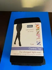 NEW WOMEN'S SIZE XXXL JOYSPUN 2 PK SUPER OPAQUE CONTROL TOP TIGHTS 80 DENIER