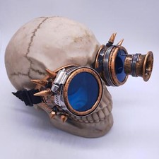 Unisex Steampunk Goggles Photo Props Blue Lenses Glasses