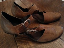 CYDWOQ Science beautiful antique leather and amazing hardware Sz 41 Cafe au Lait