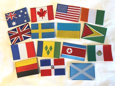 National Flags Embroidered Patches 3''x2'' iron-on