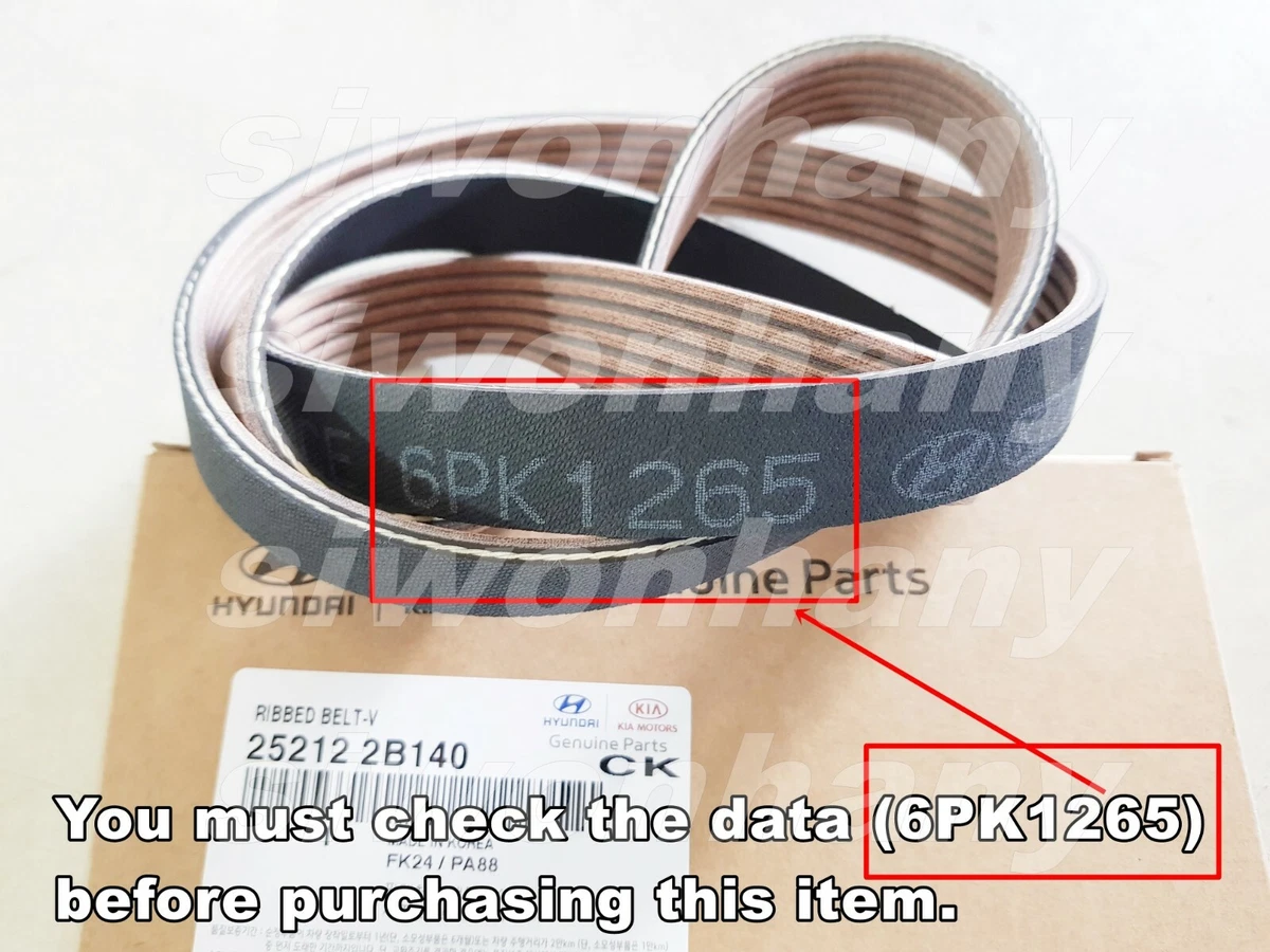 OEM 1.6L-Gasoline 6PK1265 V-Ribbed Belt KIA Soul Rio 2012-2019