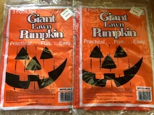 Vintage Giant Lawn Pumpkin Bags 3 Feet Tall 3 Feet Wide Lot of 2