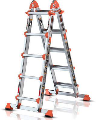 Ladder, a Frame 5 Step Ladder Extension, 17 Ft Anti-Slip Multi Position Ladder, 