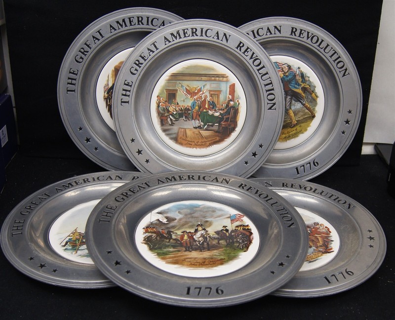 Complete Set Of 6 The Great American Revolution 1776 Pewter Plates Canton OH