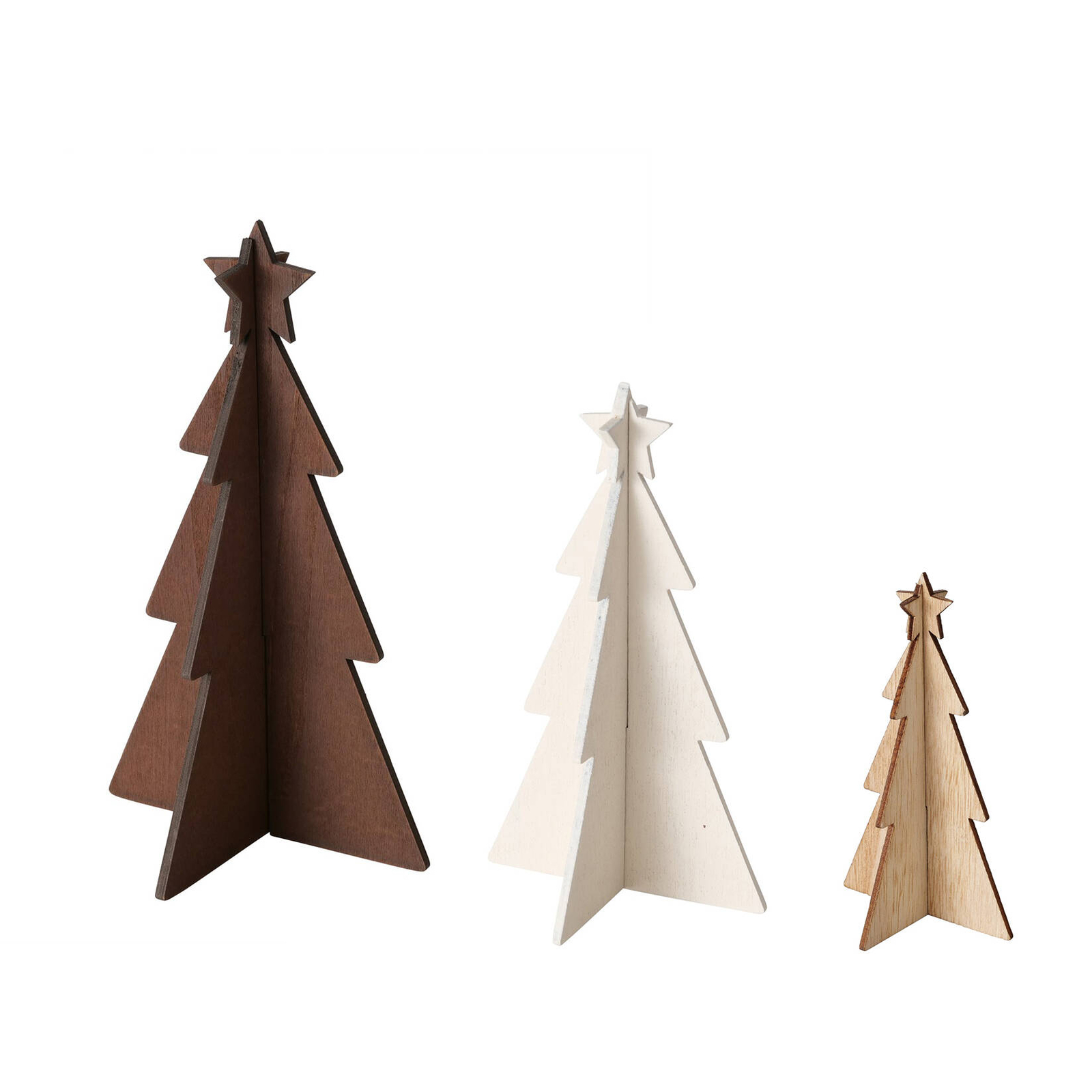 Dekorative Tannenbäume aus Sperrholz KARL, 12-25 cm, 3er-Set
