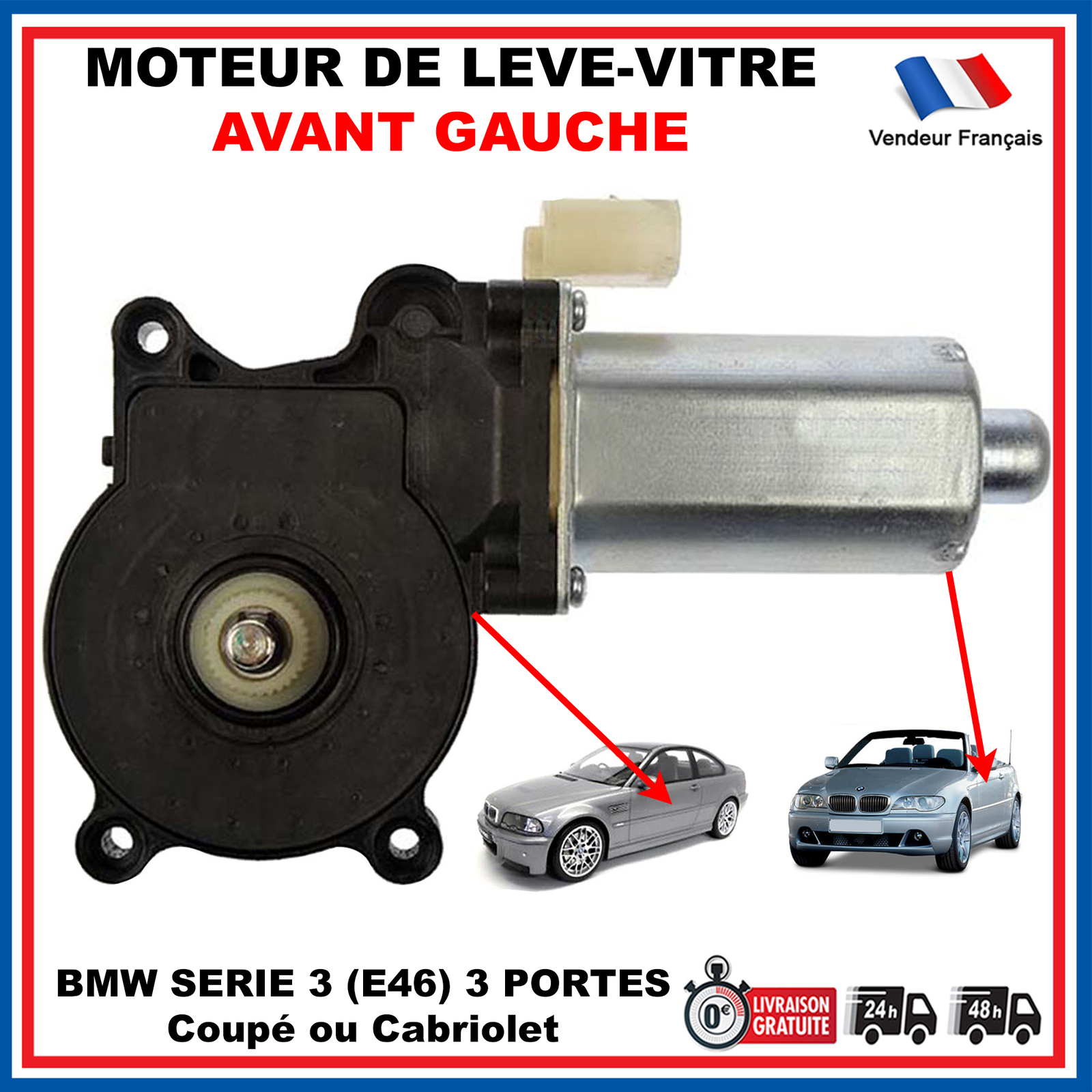 Moteur lève-vitre électrique avant gauche BMW E46 Coupé 318Ci 320Ci 320Cd