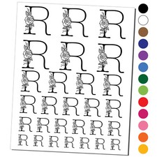 Rose Typewriter Font Capital Letter R Temporary Tattoo Water Resistant Set