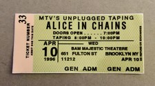 ALICE IN CHAINS MTV UNPLUGGED Concert Ticket VINYL Decal/Sticker 4/10/96 4x2”