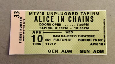 ALICE IN CHAINS MTV UNPLUGGED Concert Ticket VINYL Decal/Sticker 4
