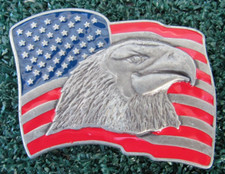American Flag and Eagle Belt Buckle