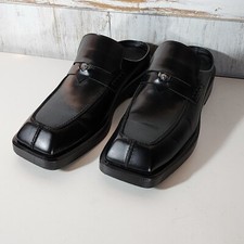 $850 Mens VERSACE @41 Backless Leather Loafers Black 44 US 10.5