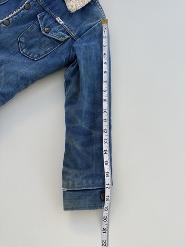 VINTAGE Wrangler Rainbow Tag Kid Denim Trucker Sherpa Chore Barn Jean Jacket 12 - Picture 15 of 24