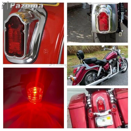 1X Luz trasera cromada Lámpara de freno de funcionamiento para Honda Goldwing GL Yamaha Road Star XV Foto 2 de 4