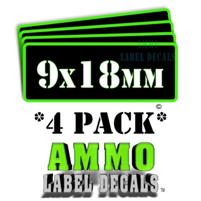 9x18mm Ammo Can Labels Ammunition Case Decals 3''x1'' rounded corners  GRbkRD