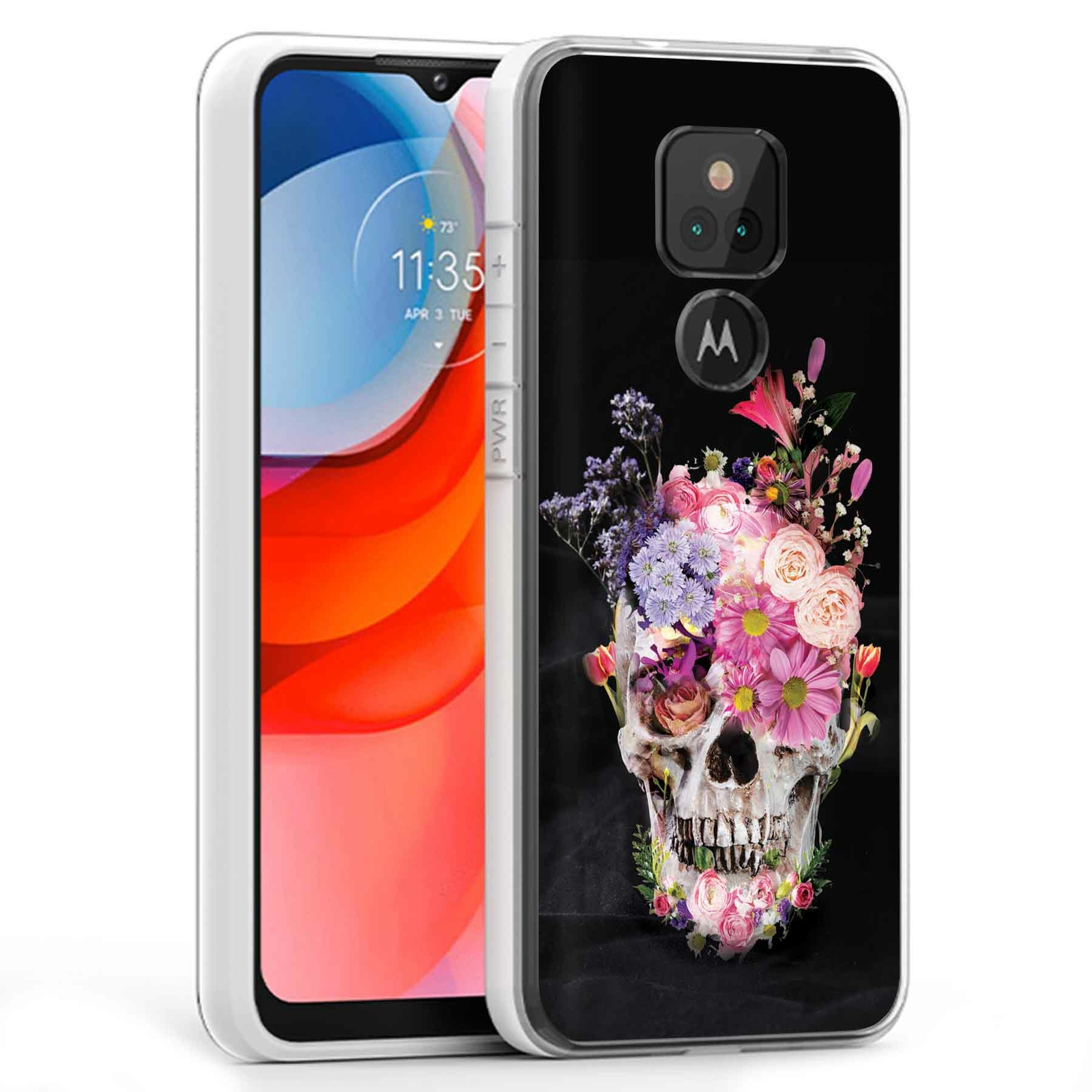 Motorola Moto G Play 2021 Flower Skull Print Phone Case Cover USA-image