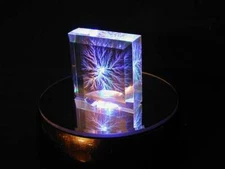 2" x 2" x 3/4" Beveled Lightning Lichtenberg Figure & Multicolor Lighted Base