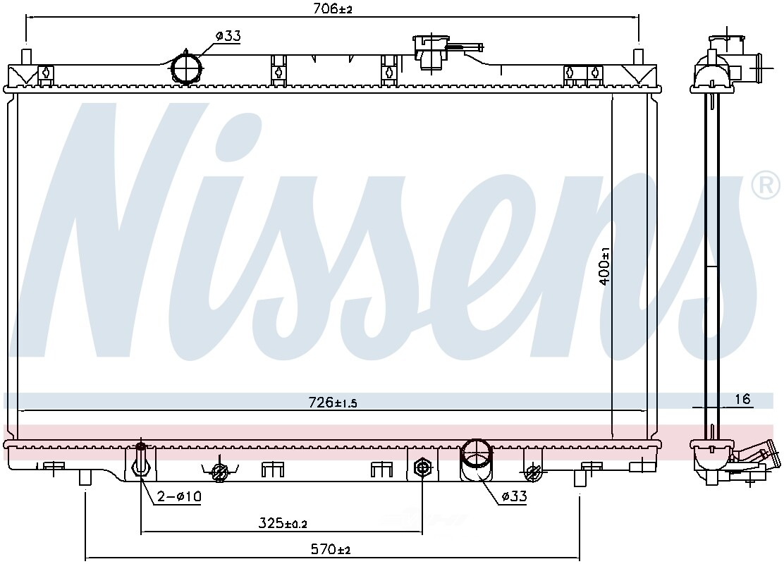 Radiator-EX, GAS, Eng Code: K24A8, Natural Nissens fits 09-10 Honda Element