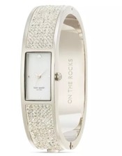 Image of Kate Spade On the Rocks Silver Hinged Bangle Pave Crystal Watch NIB GORGEOUS