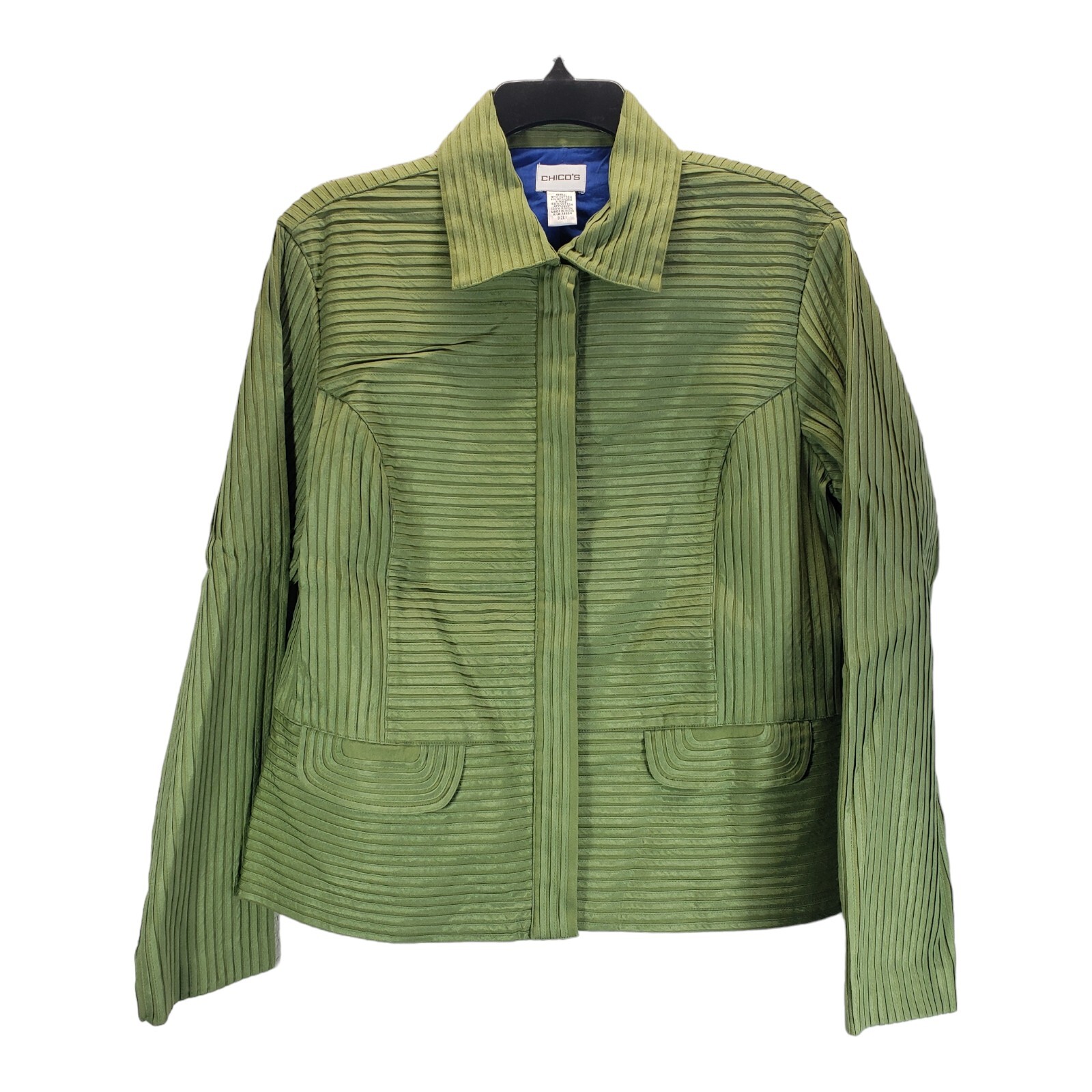 Chico's Women's Size Xl Green Pattern Button Up Jacket