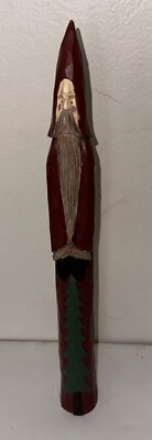 14  Carved Wood Pencil Santa Claus Wise Man Christmas Figurine Holiday Decor