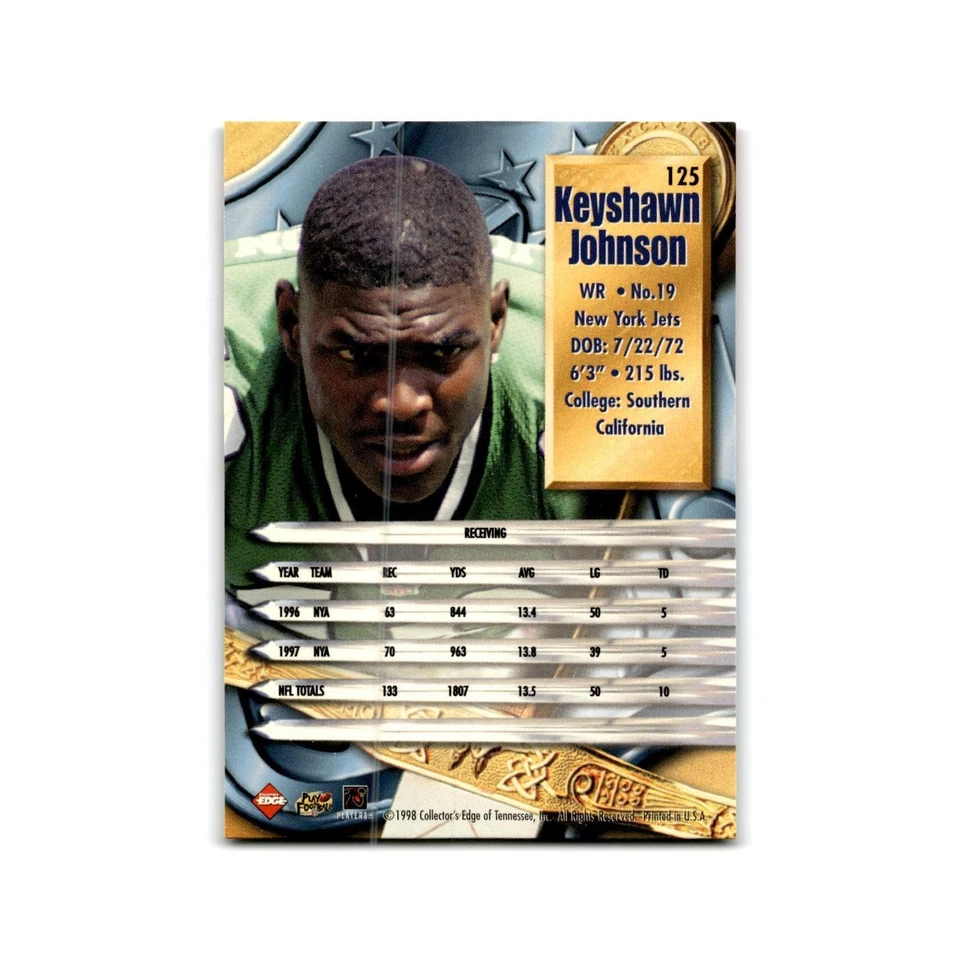 Keyshawn Johnson 1998 Collector's Edge Supreme Season Review #125 Jets NM - Image 2 of 3
