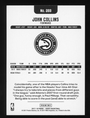 その他 PSA10 JOHN COLLINS ROOKIE NBA HOOPS RC 2017-18 Panini NBA Hoops - John Collins #269 for sale | eBay
