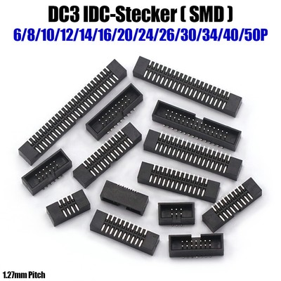 1,27mm 6/8/10-50 Pin DC3 IDC Chip Flachbandkabel Boxed Header Steckverbinder SMD