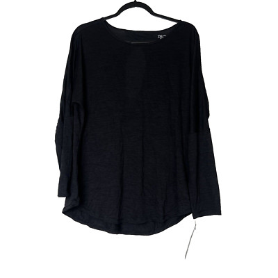 Zelos Curvy Knit Top 1X Athletic Relaxed fit Cut out Back Long Sleeve V-neck