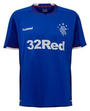 HUMMEL MEN'S GLASGOW RANGERS 2018/2019 HOME SOCCER FOOTBALL SHIRT JERSEY SIZE L