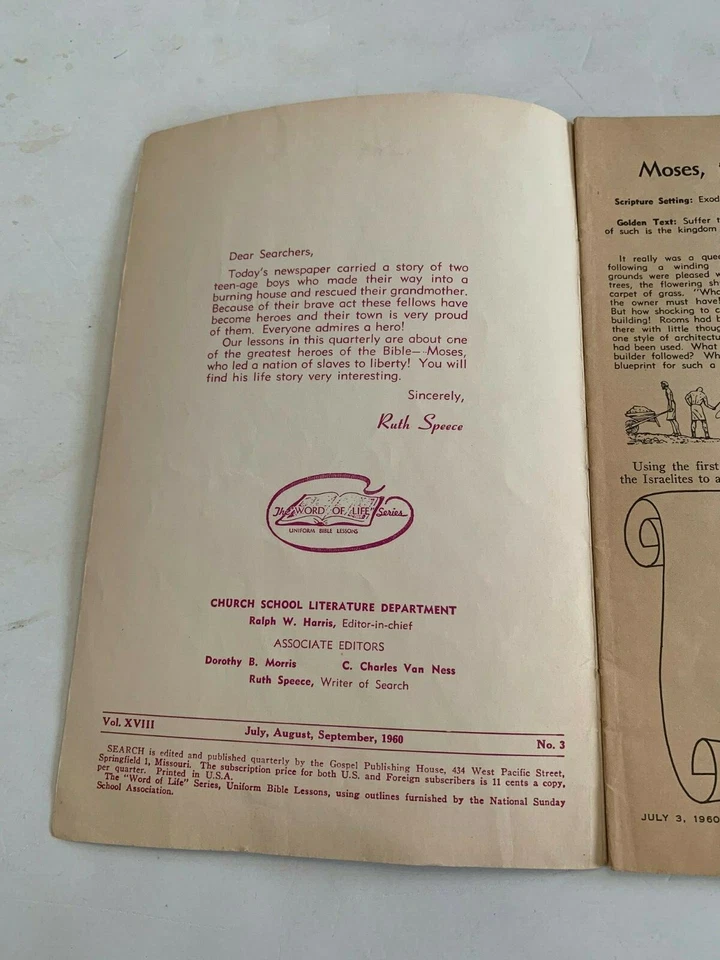 1960 Search Magazine Gospel Publishing House The Life Of Moses Foto 2 de 3