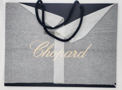 Chopard Papier Geschenktüte 36 cm x 27 cm x 14 cm mit Band & dicken Seilgriffen *Neu mit Etikett*