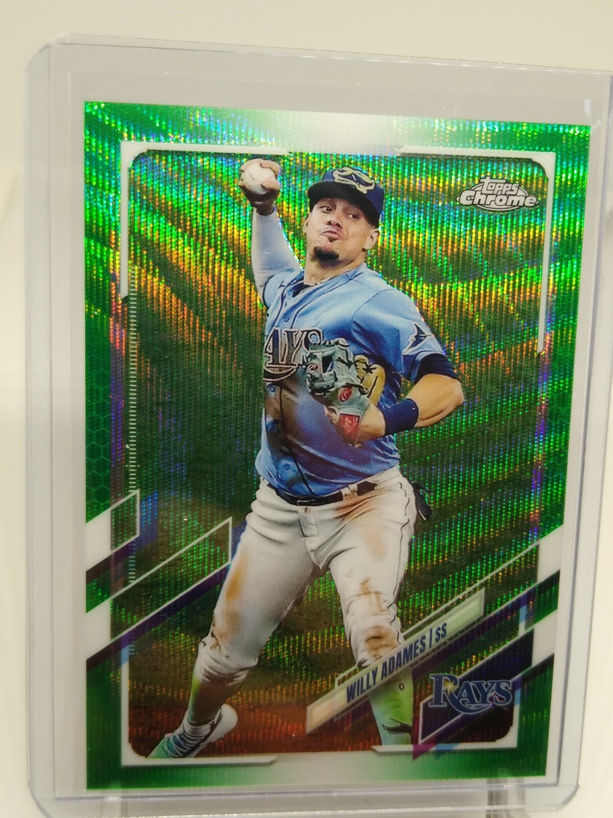 2021 Topps Chrome #75 Willy Adames - Tampa Bay Rays Green Wave /99