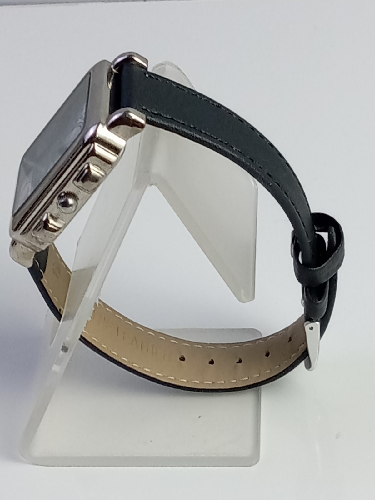 Silver Tone Dial Rectangle Case Silver Dial Black… - image 4