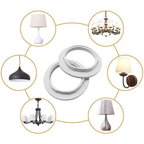 2x Black or White Light Shade Collar Adaptor E14 Holder Lamp Bulb E27 - 第 3/8 張圖片