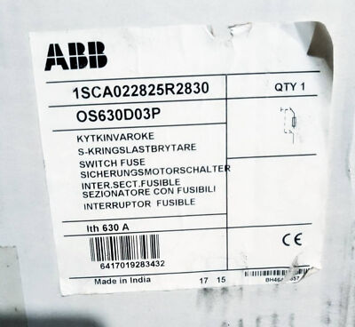 ABB Disconnect Switch Fuse Type OS630D03P fedex or DHL