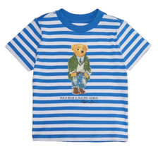 Ralph Lauren baby boy blue striped Polo Bear t-shirt Tee 18/24M - NEW w/ tags