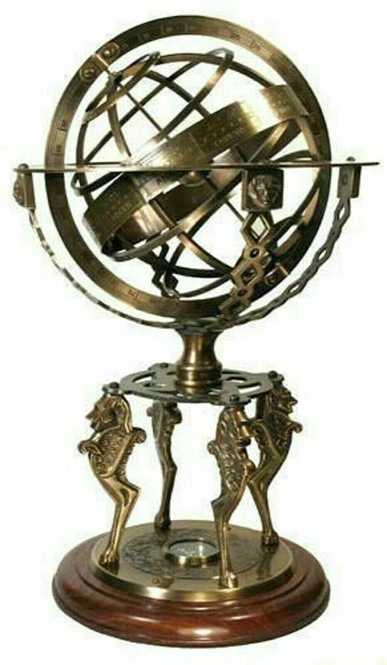 18" Solid Brass Armillary Sphere Vintage Nautical Astrolabe Globe Nautical Decor - Image 2 of 4
