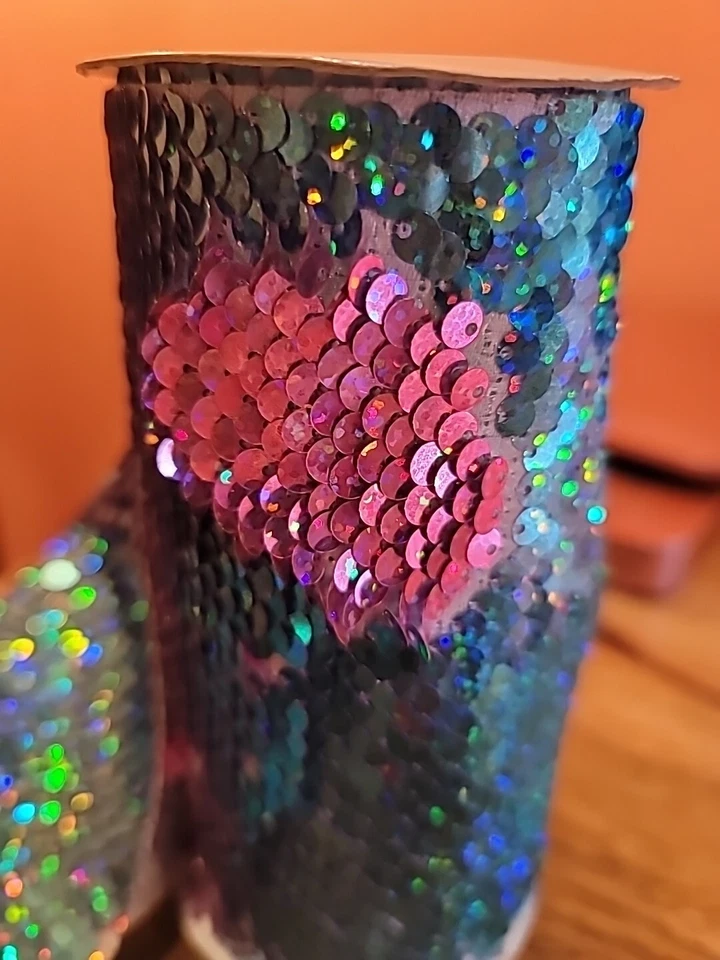 Turquoise/Pink Mermaid Flip Up Sequins Fabric Reversible Pillows-5x35inches - Image 3 of 4