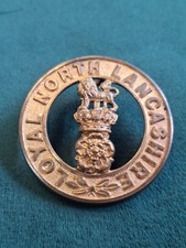 LOYAL NORTH LANCASHIRE REGIMENT VICTORIAN HELMET PLATE CENTER BADGE 4 LOOPS ORG