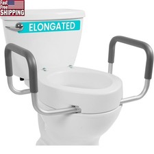 Toilet Seat Riser 3.5 Inch Height Adjustable Safety Aid W/ Grip Handles New