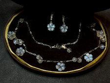 Schmuckset Kette Ohrringe nat&uuml;rlicher Mondstein 925 Sterlingsilber