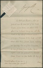 KING GEORGE IV (GREAT BRITAIN) - ROYAL WARRANT SIGNED 05/01/1826 WITH CO-SIGNERS