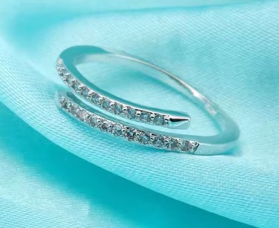 925 Silber Ring,mit Zirkonia Steinchen,Stempel,neu,Größe Verstellbar