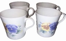 Corning Corelle Pansy 4pc Set Coffee Cups Summer Blush Tea/Mugs USA