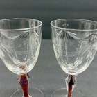 Morgantown Fischer Etch Drape Bow Leaf  Medallion Red Filament 4 5/8” Stems (2) — photo 3