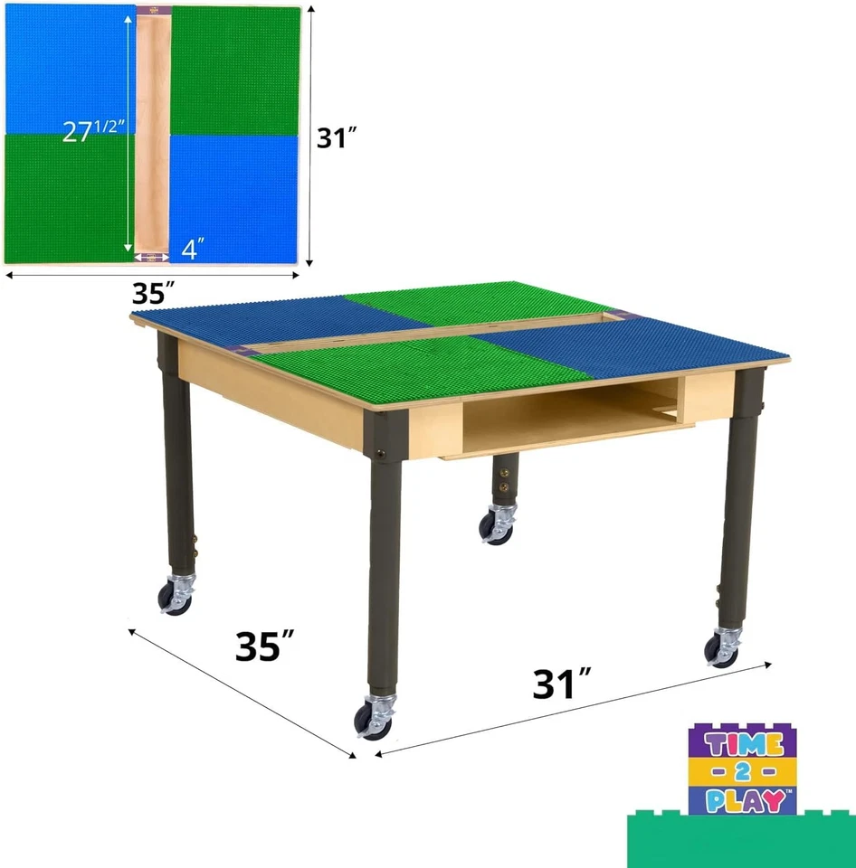 Mesa de juego Time-2-Play grande 35” X 31” superficie madera contrachapada de abedul rojo y azul Montesso Foto 3 de 4