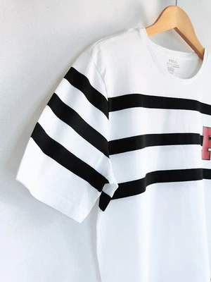 Polo Ralph Lauren Men's Performance T-Shirt Medium White Striped P Logo - Image 1 of 4
